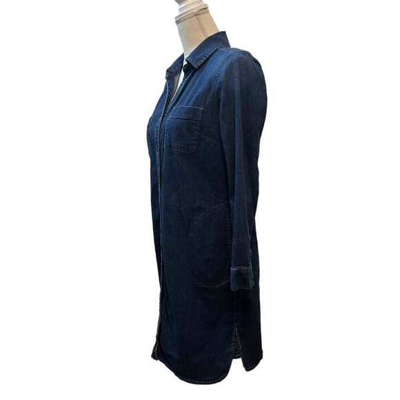 J. Jill Full‎ Snap Demin Spread Collar Long Sleeve Shirt Dress Size SP - Picture 3 of 10